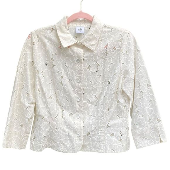 CAbi Portrait Jacket Ivory Lace Eyelet Medium 5162 Cottegecore Romantic Feminine - Picture 11 of 15